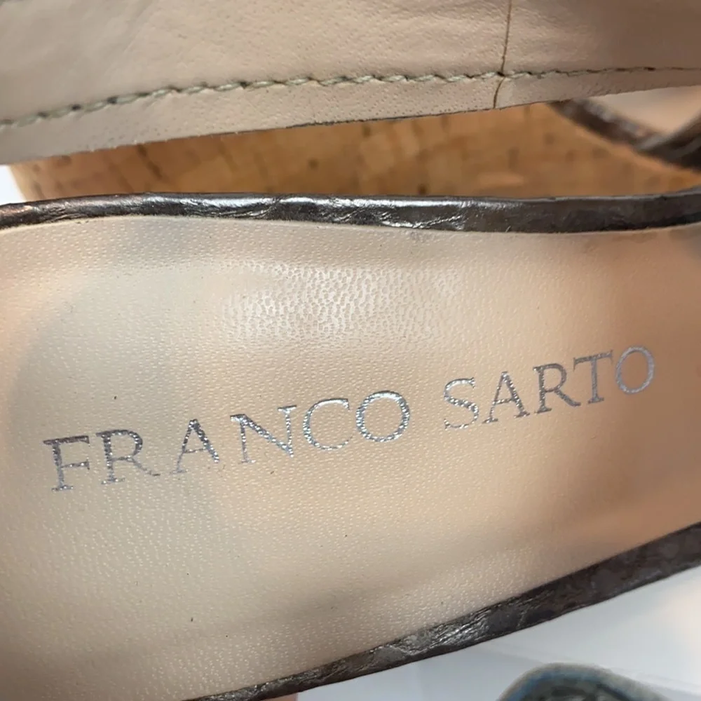 Franco Sarto Supra Snake Print Bronze Wedges Size 8.5